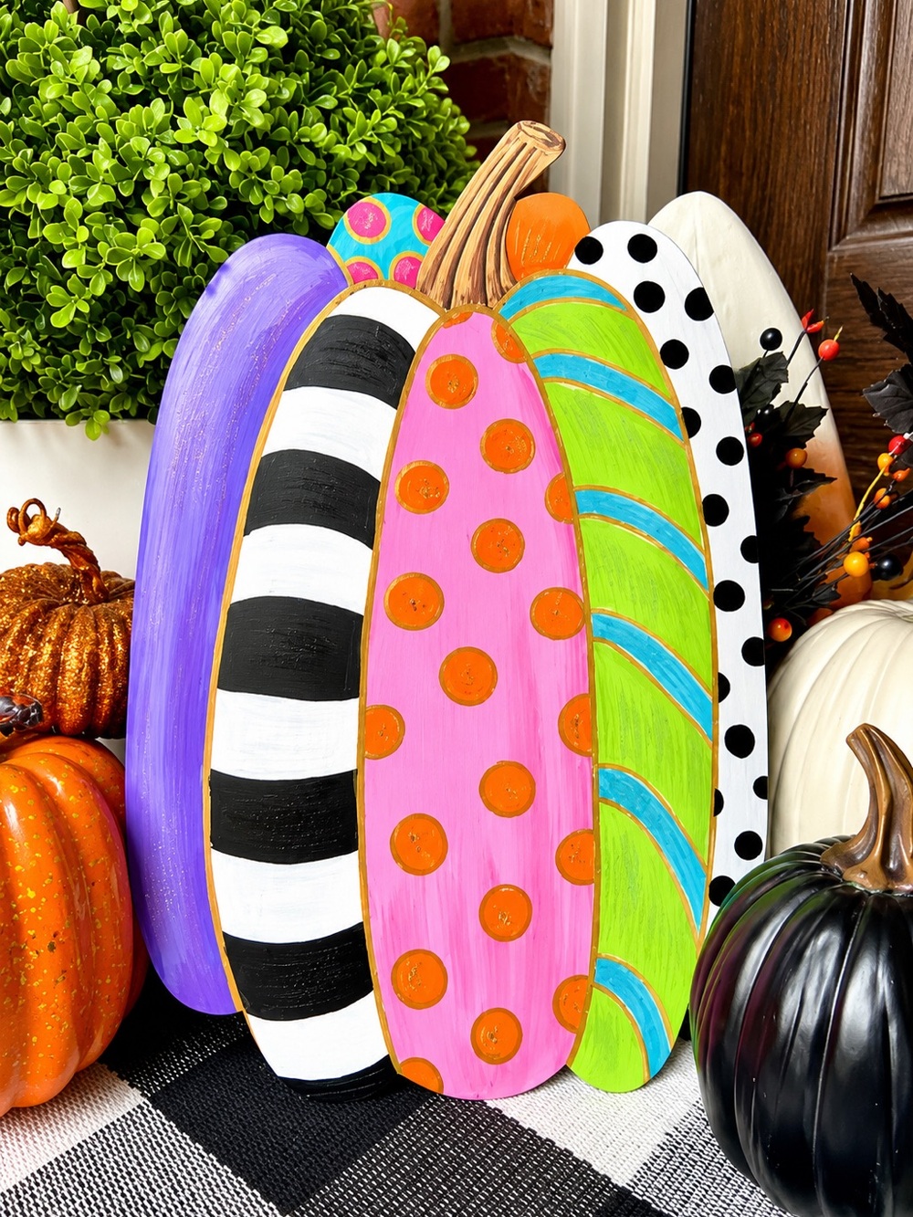 Festive Multicolor Decorative Pumpkin Metal Stake Home Party Supplies